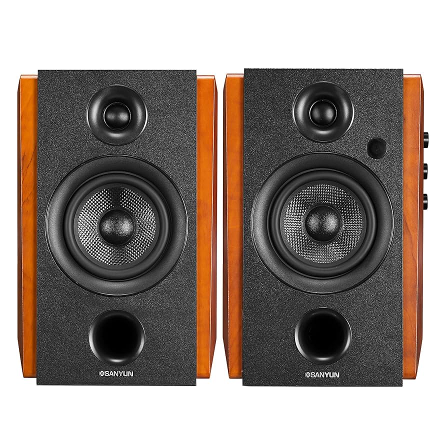 Sanyun SW228BT 80W Active Bookshelf Speakers – 4Inch Carbon